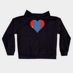 Mongolian Jigsaw Puzzle Heart Design - Gift for Mongolian With Mongolia Roots Kids Hoodie